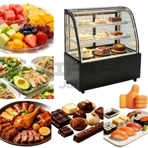 <span class=keywords><strong>Vitrina</strong></span> <span class=keywords><strong>Refrigerada</strong></span> con Vidrio Curvo de Acero Inoxidable para Panadería, Cafetería y Sándwiches - Product Image 1