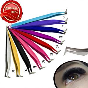 Nouvelle pince à cils en acier inoxydable de couleur différente de conception pince à épiler d'extension de cils de couleur arc-en-ciel Logo personnalisé - Product Image 1