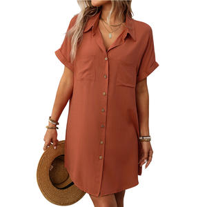 2026 Summer New Women's Sleeveless Striped Cotton and Linen Knee-Length Natural Breathable Shirt <b>Skirt</b> - Product Image 3