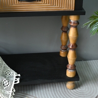 Mesa Consola de Madera Maciza Tallada con Diseño Rústico de 47.64 Pulgadas, Fácil de Ensamblar, con Patas Giratorias para Sala de Estar, Entrada, Hotel