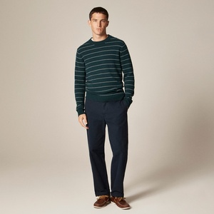 Maglione girocollo a righe sottili da uomo in <span class=keywords><strong>verde</strong></span> <span class=keywords><strong>smeraldo</strong></span> classico Pullover a righe bianche con motivo a righe leggere in misto lana - Product Image 4