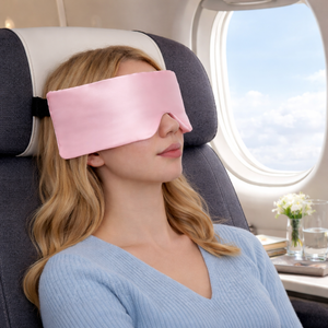 Masque de sommeil lesté en flanelle tricotée douce 100% occultant la lumière avec sangle élastique réglable et logo - Product Image 1