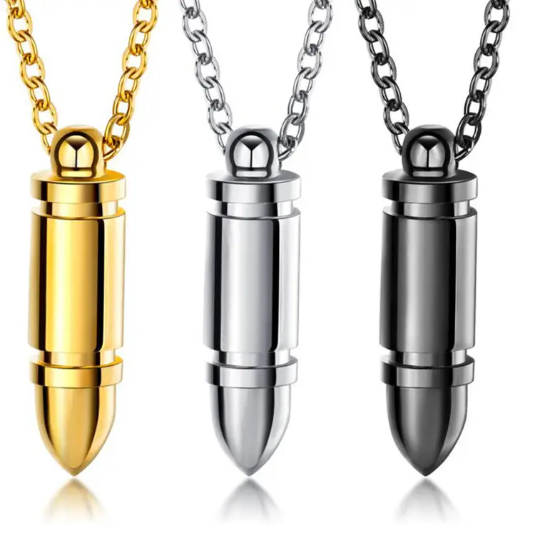 Hot Selling Personality Trend Men Stainless Steel Pendant Fashion Bullet Titanium Steel Necklace