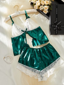 Conjunto de pijama plisado de malla sexy para mujer, medio deslizamiento tejido con esponja en el pecho, ropa interior, nivel de Control de luz - Product Image 6