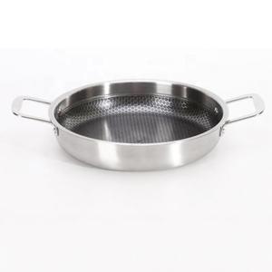 <span class=keywords><strong>Mejor</strong></span> venta de electrodomésticos de cocina pulido satinado 2 capas de revestimiento de acero inoxidable marisco Pan olla de Paella gran freír pan - Product Image 1