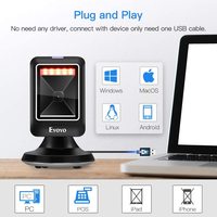 Lecteur de codes-barres de bureau YOKO 2D 1D, scanner de plateforme avec détection automatique, numérisation omnidirectionnelle mains libres, USB filaire