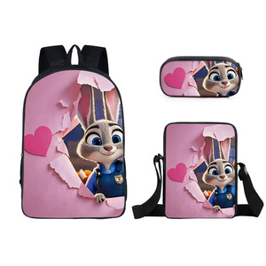 Hotverkopende Cartoon Zoo Rugzak 3-delige Set - Rugzak, Schooltas, Etui, Kleine Schoudertas - Groothandel - Product Image 2