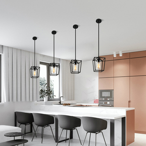 Luminaires suspendus contemporains pour <span class=keywords><strong>salle</strong></span> à <span class=keywords><strong>manger</strong></span>, <span class=keywords><strong>luminaire</strong></span> géométrique en métal avec abat-jour en verre transparent pour îlot de cuisine - Product Image 1