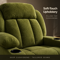 Fauteuil inclinable électrique en tissu avec rotation à 270 degrés, accoudoirs réglables indépendamment, porte-gobelet