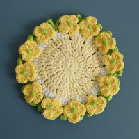 Sous-verres en crochet faits main 2026, sous-verres en crochet doux et moelleux, sous-verres en crochet à fleurs, décoration de table créative, sous-verres en crochet