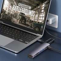 Base de Conexión USB-C 7 en 1 de Aleación de Aluminio 4K para Cargador PD de 100W, Lector de Tarjetas SD y TF con Doble USB 3.0, Hub Multipuerto para Windows