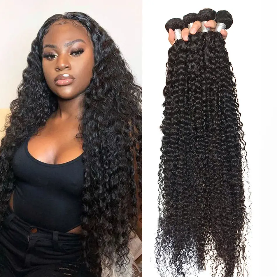 Yeswigs Günstige 28 30 Zoll Kinky Curly Remy Echthaar Bündel Verkäufer Raw Brazilian Vigin Cutical Aligned Echthaar verlängerungen