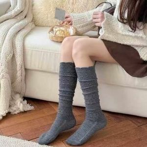 Women Knee <b>Socks</b> Gray Polyester Thermo Sweat Absorbing Solid Color Autumn <b>Winter</b> Wear - Product Image 2