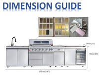 Station de cuisson extérieure modulaire moderne en acier inoxydable 304 avec barbecue à gaz et réfrigérateur, allumage électronique à impulsion pour les fêtes de famille