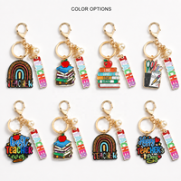 Kleurrijke zinklegering leraar waardering boek charme sleutelhanger hanger terug naar school afstudeercadeau sleutelhanger tas decoratie RR05