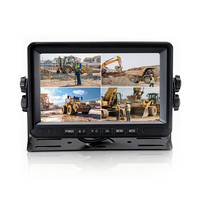 Monitor de Vehículo VD de 7 Pulgadas con 4 Canales de Entrada, Compatible con Cámara de Reversa para Camiones, 12V 24V Universal, Pantalla HD IPS, Monitor de Visión Trasera