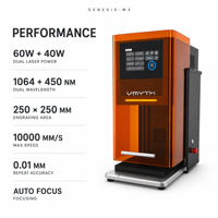 Fournisseur d'usine OEM VMYTH Genesis-M3 Pro Graveur laser de bureau à double source haute précision, nouveau pour acrylique, pierre, plastique