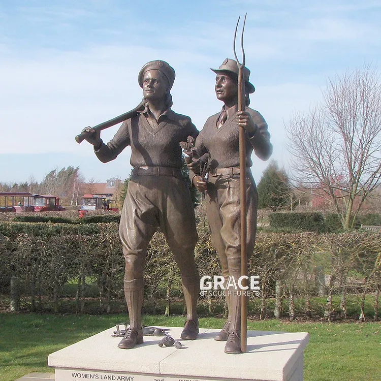 Statua in ottone per esterni con scultura dell'esercito terrestre da donna in bronzo di grandi dimensioni