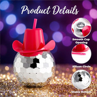 Vaso de vaquero con efecto bola de discoteca, electrochapado, degradado, luminoso, para despedidas de soltera, bodas, celebraciones, recepciones y reuniones, accesorios novedosos para bebidas