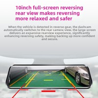 Caméra de tableau de bord de voiture avec écran tactile de 9,66 pouces, enregistrement double objectif avant et arrière 1080P, vision nocturne, caméra de recul 170° °   Grand angle
