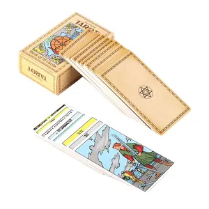 Juego de cartas de tarot de papel imprimible personalizado de alta calidad, juego de cartas de tarot de juegos de impresión comercial con guía