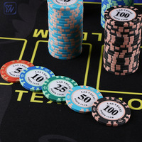Jetons de poker en argile durables, robustes et écologiques, numérotés et de valeur, avec couleur personnalisée pour le Texas Hold'em, le Baccarat et le Mahjong