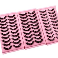 Lot de 10 paires de faux cils 3D volumineux segmentés, style dramatique bouclé et épais, pour extension de cils DIY