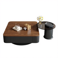 Table basse en bois massif de style vintage moderne de luxe 2026 pour appartements, salons, petite table noire