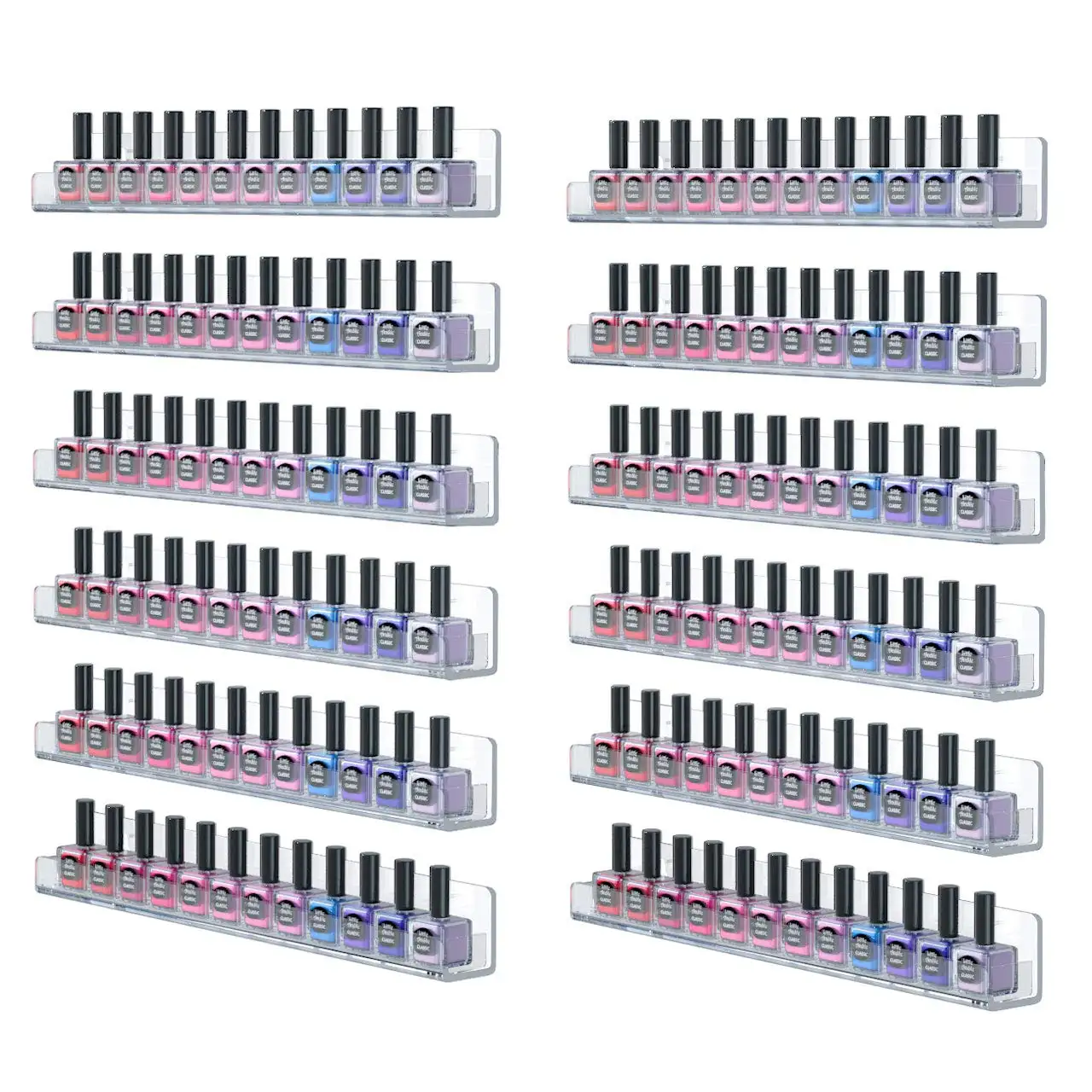 Kit de vernis à ongles en acrylique transparent, étagère murale pour présentation de produits de manucure, rouge à lèvres