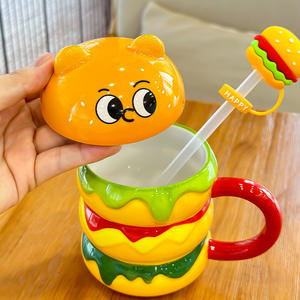 Mug en céramique créatif grande capacité Ours Hamburger – Cadeau personnalisé amusant pour les fêtes, idéal pour le lait - Product Image 1