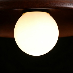 Lampada da Soffitto Moderna Classica in Legno di Noce, Plafoniera Rotonda in Vetro e Legno Stile Wabi-Sabi per Camera da Letto, Corridoio, Soggiorno - Product Image 3