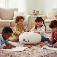 Giant Squishy Dumpling 25cm 15cm, Bao Bun Squishy Géant 10 pouces, Boule Squishy à remontée lente, Jouet anti-stress avec boîte de cuisson vapeur, Entrepôt USA