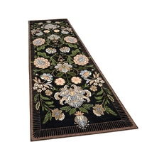 Tapis de couloir AUTOVI vintage bohème à motifs floraux, en nylon fin à poils ras, antidérapant avec envers en latex, pour couloir et chambre