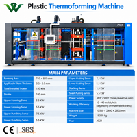 Machine de thermoformage entièrement automatique à trois postes d'occasion pour la fabrication de contenants alimentaires, plateaux et bols en PP, PS, PET, HIPS, avec pompe à moteur haute vitesse