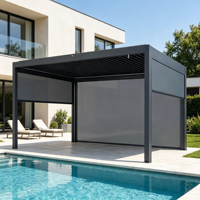 Pergola motorisée en aluminium blanc résistante aux intempéries, conçue pour la charge des neiges, pour jardin extérieur