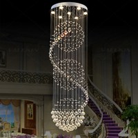 Suspension pour Foyer Salle À Manger Escalier Hall Longue Spirale Perle Glands Cristal Boule Ronde Plafonnier Boule
