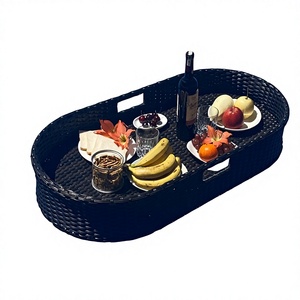 Plateau flottant ovale en rotin tressé de luxe moderne, fabriqué au Vietnam, prix de gros, pour fêtes résidentielles à la piscine - Product Image 1