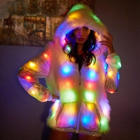 RICHSHINING Manteau en fourrure LED douce et écologique avec logo personnalisé, idéal pour la danse, les bars et les soirées