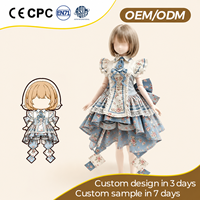 Robe Lolita BJD personnalisée, tenue Lolita BJD florale, vêtements de poupée vintage, jupe de poupée à ourlet irrégulier, costume de poupée à volants en dentelle