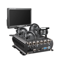 Kit MDVR 4 Kanal 1080P AHD Perekam Video HDD 4 Kamera IP Tahan Air IP67 dengan Penglihatan Malam IR Monitor VGA 7 Inci Terintegrasi