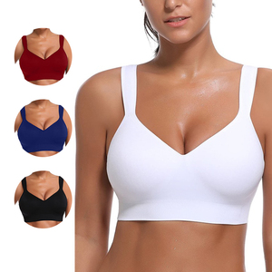 Reggiseni sportivi comodi in tinta unita da donna in morbido <span class=keywords><strong>cotone</strong></span> Push up <span class=keywords><strong>reggiseno</strong></span> taglie forti <span class=keywords><strong>con</strong></span> spalline regolabili per l'estate - Product Image 1