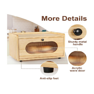 Boîte <span class=keywords><strong>à</strong></span> <span class=keywords><strong>pain</strong></span> pour cuisine comptoir stockage en bois boîte <span class=keywords><strong>à</strong></span> <span class=keywords><strong>pain</strong></span> support conteneur ferme empilable organisateur - Product Image 5