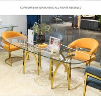Vente en gros d'ensemble Tables de cuisine de salle à manger à haute brillance table et chaises de luxe en or 8 places