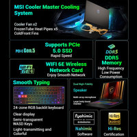 Ordinateur portable de jeu MSI avec processeur Ryzen 7945HX, GPU RTX5060/RTX5070, écran 16 pouces 2.5K, portable pour les joueurs