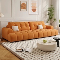 Canapé moderne mobile à une place avec revêtement en flanelle crème, structure en bois massif, accoudoirs détachables, design linéaire, idéal pour petits salons