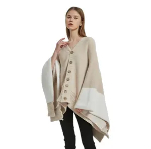 Top Supplier fashion polyester women knitted shawls for sofa office travel for autumn winter