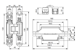 Concealed Hinges 180 Degree Opening Zinc 3 Dimensions Adjustable Hinge Bld-g160 180 Degree Opening Full - Product Image 5