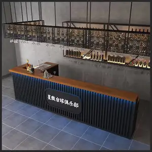 Meja cocktail Bar Hotel buatan kustom pabrik mebel bentuk U L meja ganda meja meja meja Bar meja dengan lampu LED