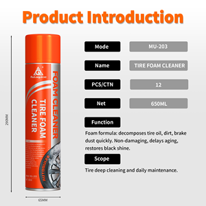AUTOQUIZE OEM ODM Usine de personnalisation <span class=keywords><strong>Nettoyant</strong></span> mousse pour pneus Nettoyage professionnel des voitures Brillance des jantes MU-203 650ml Durée de vie 3 ans - Product Image 5