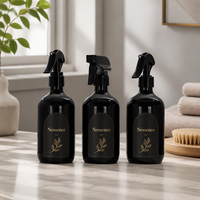 Bouteille pulvérisateur noire brillante avec logo OEM pour emballage cosmétique, bouteille pulvérisateur en plastique écologique, pulvérisateur à gâchette, bouteille pulvérisateur pour cheveux